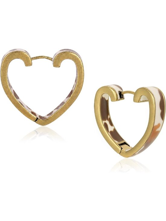 Jewelry - Trendy Cow Print Heart Drop Hoop Earrings for Women | Western-Inspired Jewelry